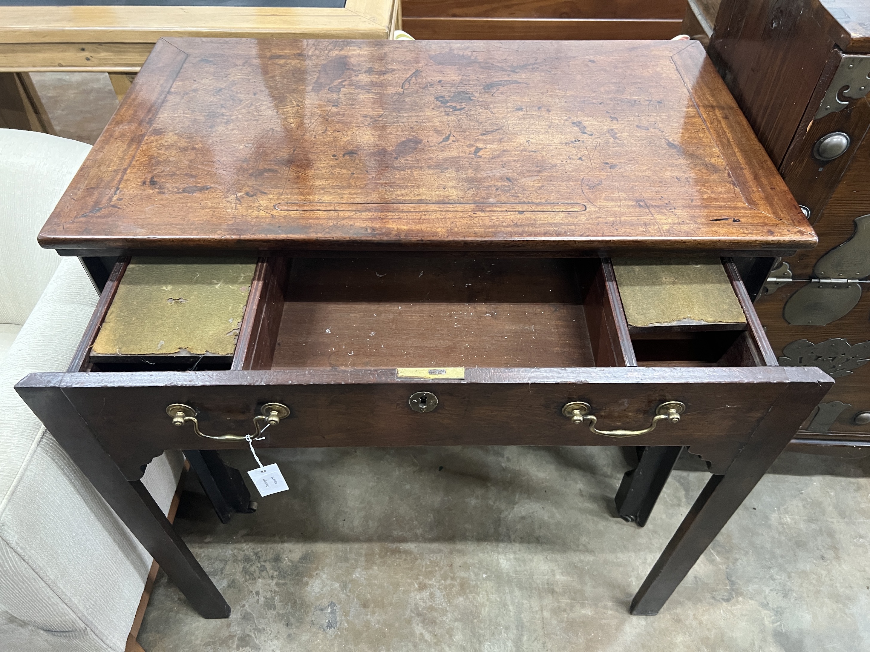A George III mahogany architect's table, width 94cm, depth 53cm, height 83cm